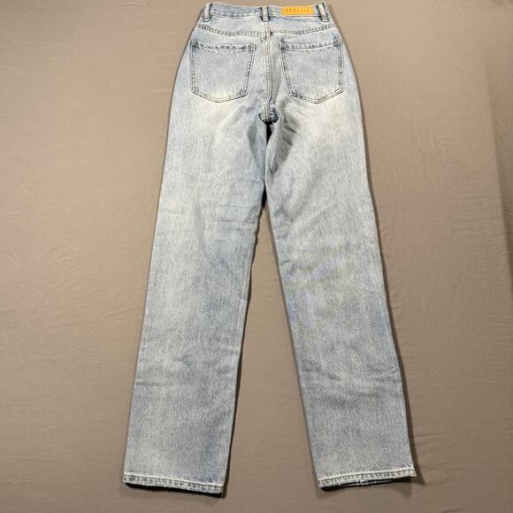 PacSun Women's Y2K Eco Medium Blue Distressed Dad Button Fly Jeans - Size 23 - Picture 5 of 9